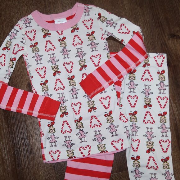 Girls Hanna Andersson Grinch Cindy Lou Who Jams PJ Pajamas Set Christmas 120 6/7 - Picture 2 of 6